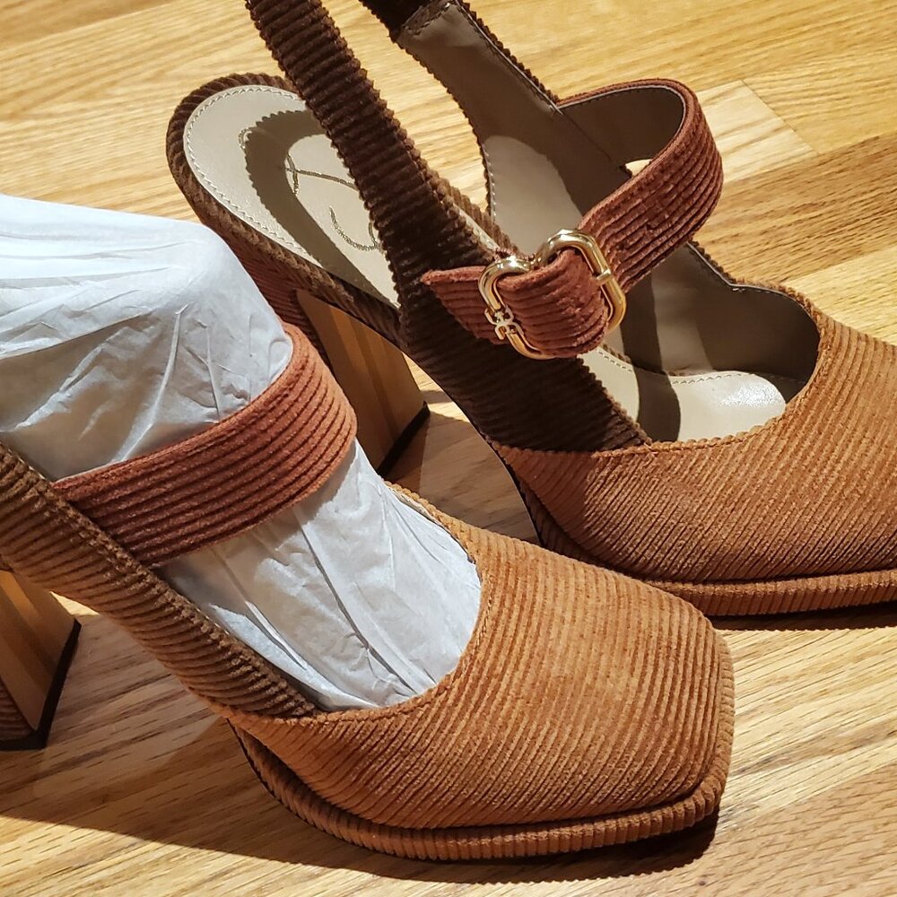 Sam Edelman Jildie Mustard Slingback Ankle Strap Shoes - Size 8 1/2, new in box